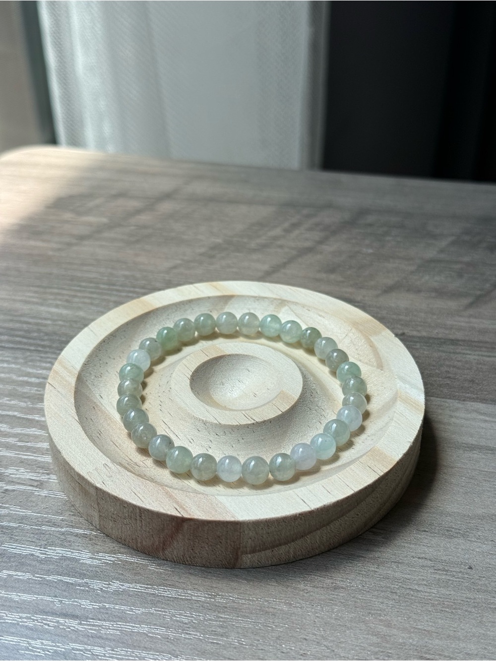 Handcrafted Green Jade Bead Bracelet 6.3mm